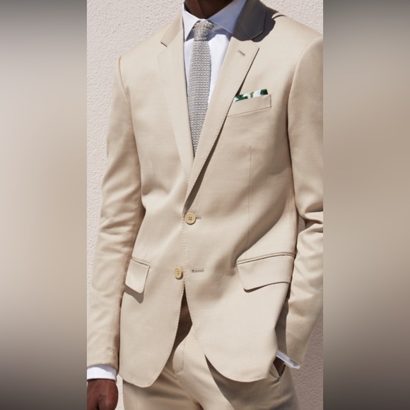 The Black Tux Tan Suit Merino Wool Wedding Event Suit - Picture 4 of 16